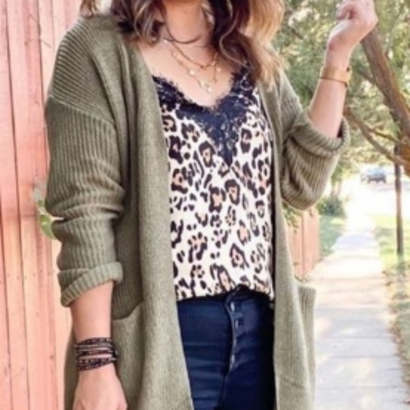 Love Sadie Walmart cami eyelash lace leopard print black beige brown adj strap M - Picture 10 of 11